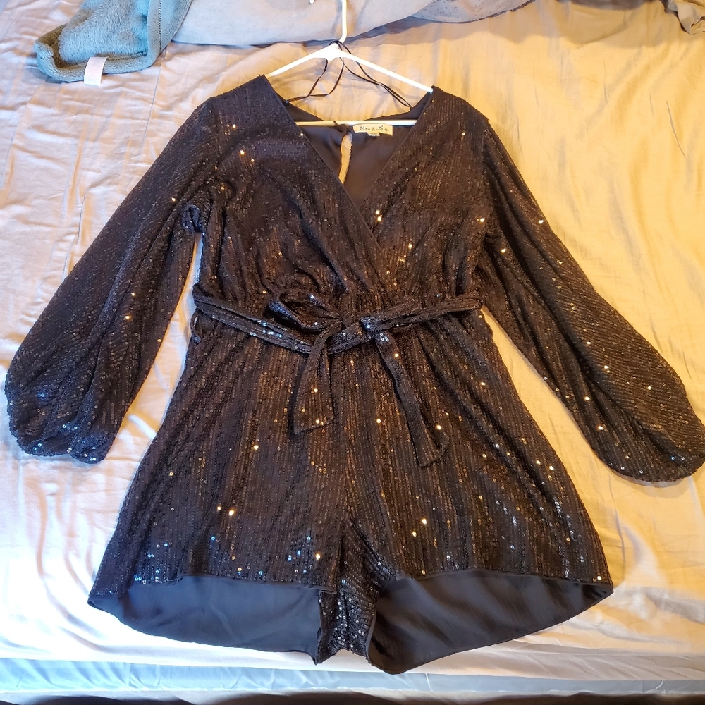 Black sequin romper
